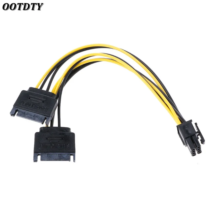 OOTDTY Dual 15Pin SATA Male To 8Pin (6 + 2) PCI-E видеокарта кабель питания 20 см | Электроника