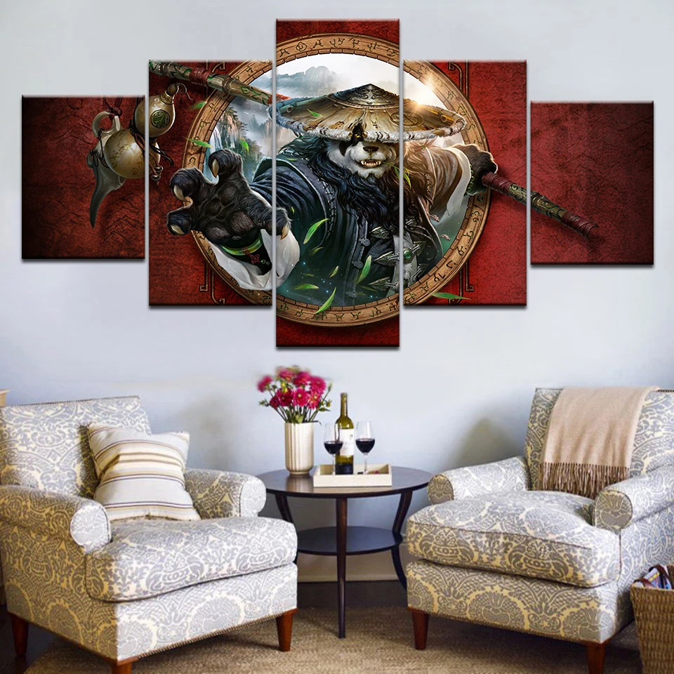 

5 Piece Canvas Print Cuadros Game Poster WOW Modern wall posters Canvas Art Painting For home living room decoration