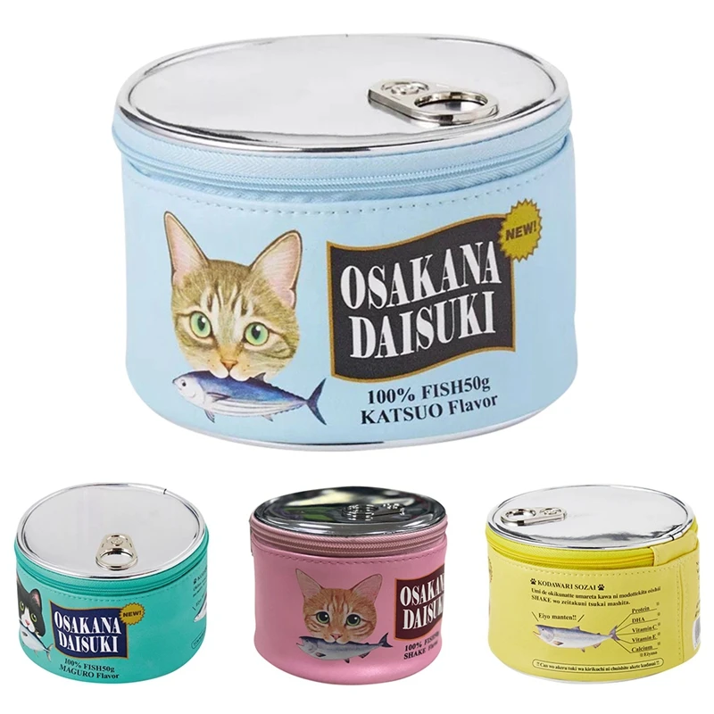 

Funny Cats Can Makeup Cosmetic Bag Zipper Toiletry Storage Case Portable Handbag Makeup Kit Pouch Package Accessories