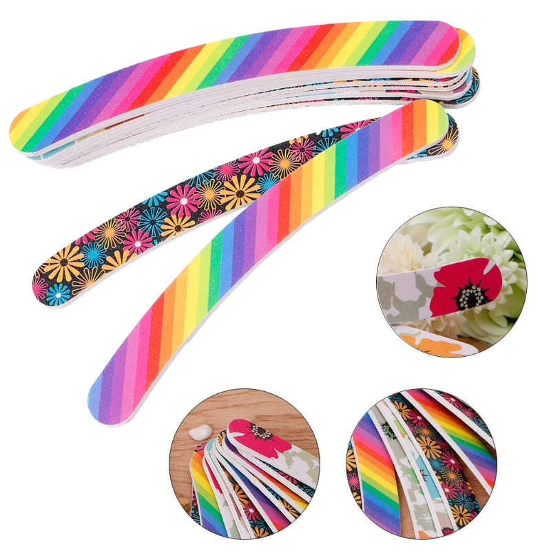 

2018 New Nail Files Sanding 100/180 Grit Curve Manicure Nail Art Tips UV Gel Polisher