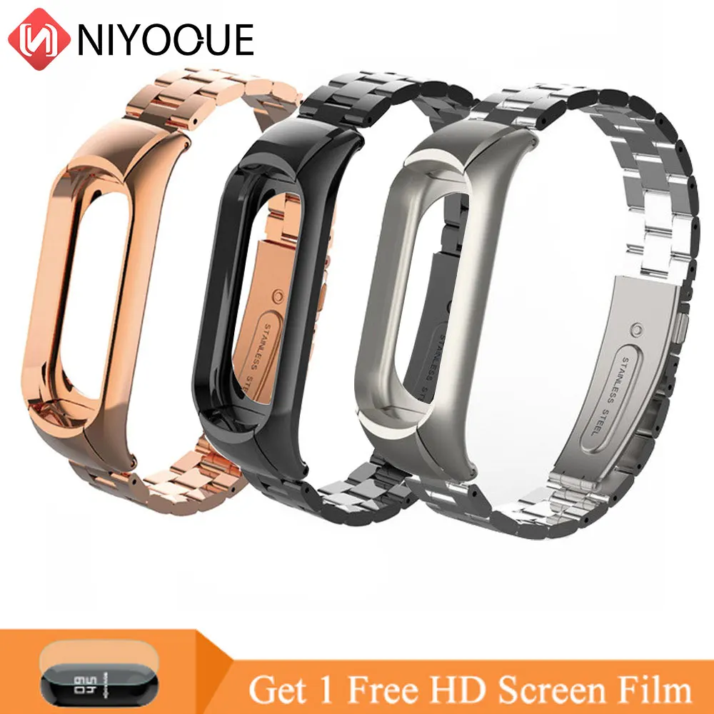Металлический Стальной ремешок NIYOQUE для браслета Xiaomi Mi Band 3 цветной