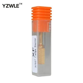 YZWLE YG8 Tungsten Steel XF Size(3/32&amp;amp;amp;quot; Large Barrel) Gold Plated Nail Drill Bit / Grinding Head Tool For Nail Art Drill Machine