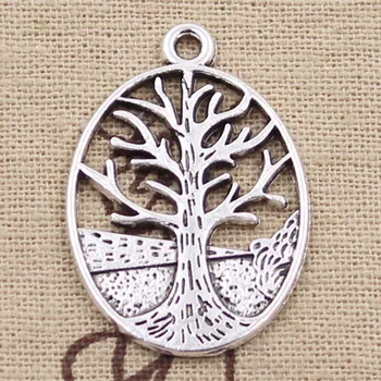 

8pcs Charms Peace World Tree 34x24mm Antique Silver Color Pendants DIY Necklace Crafts Making Findings Handmade Tibetan Jewelry