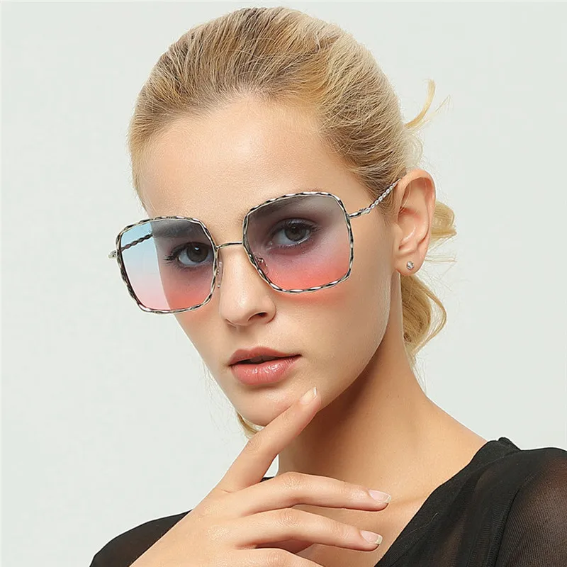 2018 Oversized Square Sunglasses For Women Luxury Brand Designer Metal ...