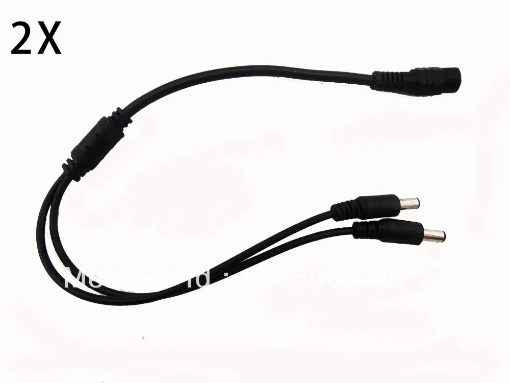 

2PCS 2 Ways DC Power Supply Splitter Cable for 12V CCTV Camera Kit 2.1mm X 5.5mm