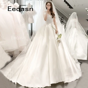 

Romantic Off Shoulder V Neck Ball Gown Wedding Dresses 2020 Asian Floor Length Wedding Gowns mariage vestido novia Cheap Online
