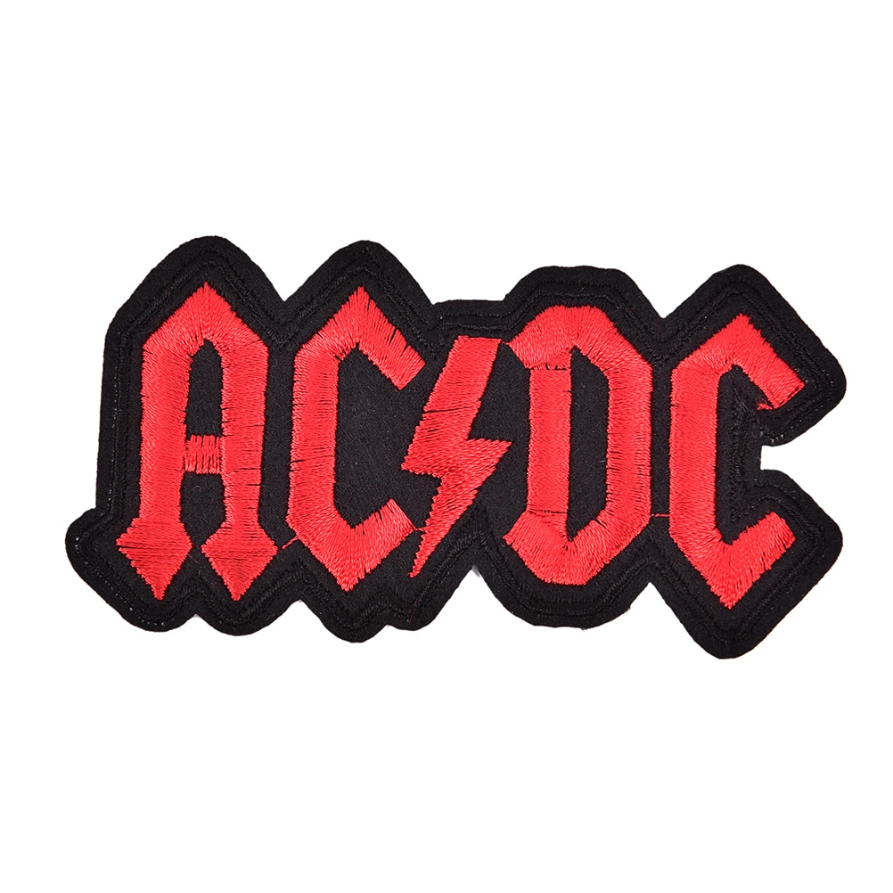 

AC/DC Iron On Patches Embroidered Patch For Cloth Cartoon Badge Garment Appliques DIY Accessory Badges 9.5cmx4.5cm