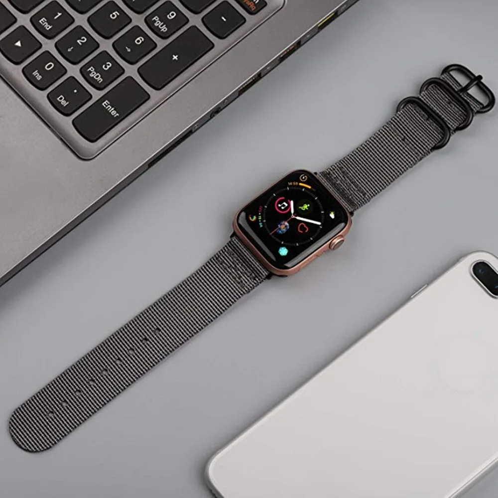 Лидер продаж нейлоновый ремешок для наручных часов для Apple Watch Series 4 5 42 мм 44 мм мягкий спортивный кожаный браслет 38 мм 40 мм, ремешок для наручных часов iwatch 1/2/3