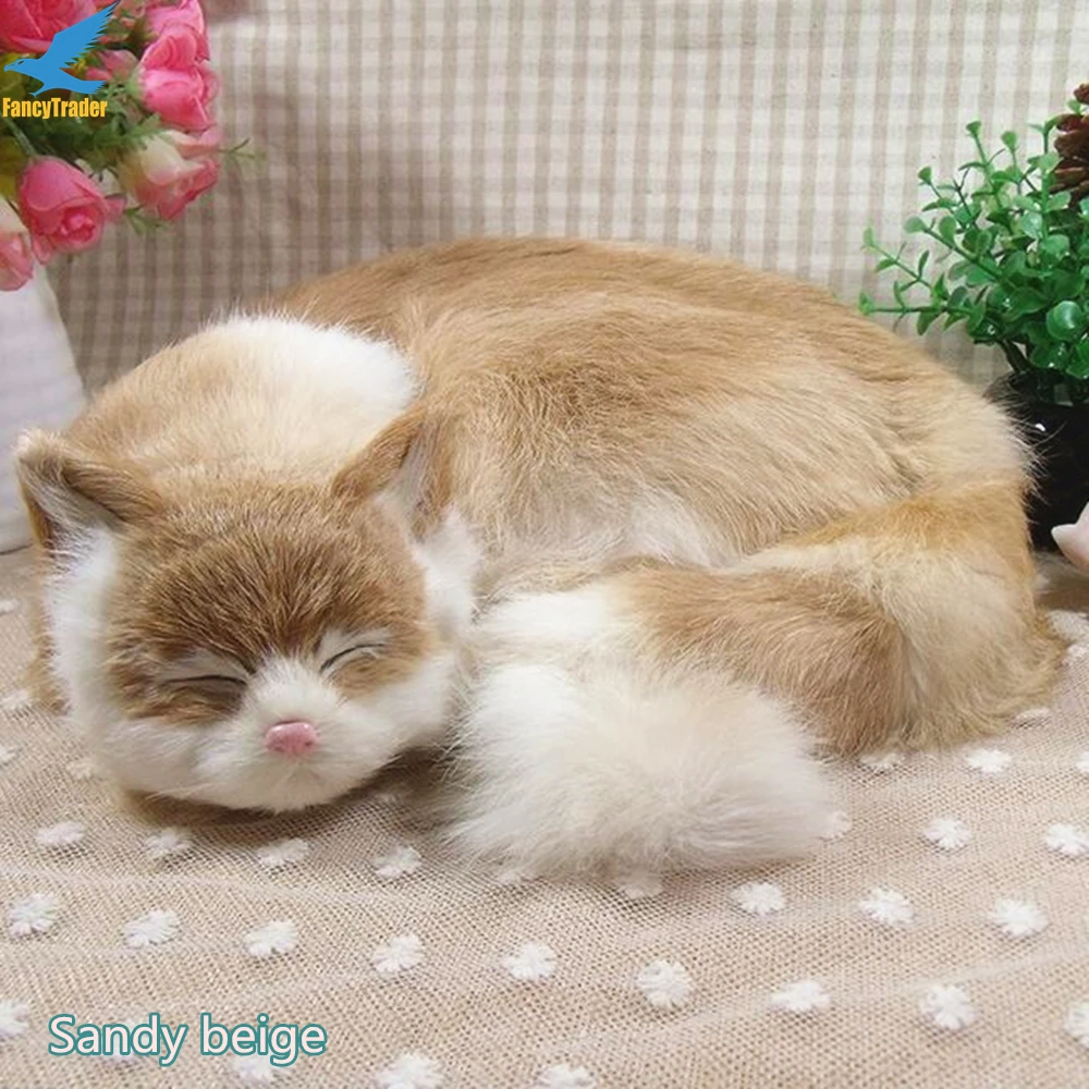 Top Quality Lifelike Emulational Cat Plush Toy Gift for Decoration 3 Colors (9)