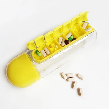 

600ml Plastic Water Bottle Combine Week Daily Refillable Bottles Pill Refillable Boxes Organizer Bottles Leak-Proof Outdoor