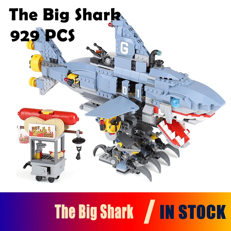 06067 929Pcs The Big Shark Set Model Building Blocks toys compatible with lego Movies Series 70656 Educational DIY toys hobbies