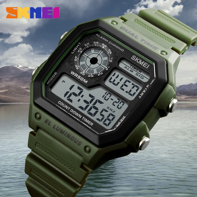 SKMEI мужские спортивные часы водонепроницаемые обратного отсчета из нержавеющей