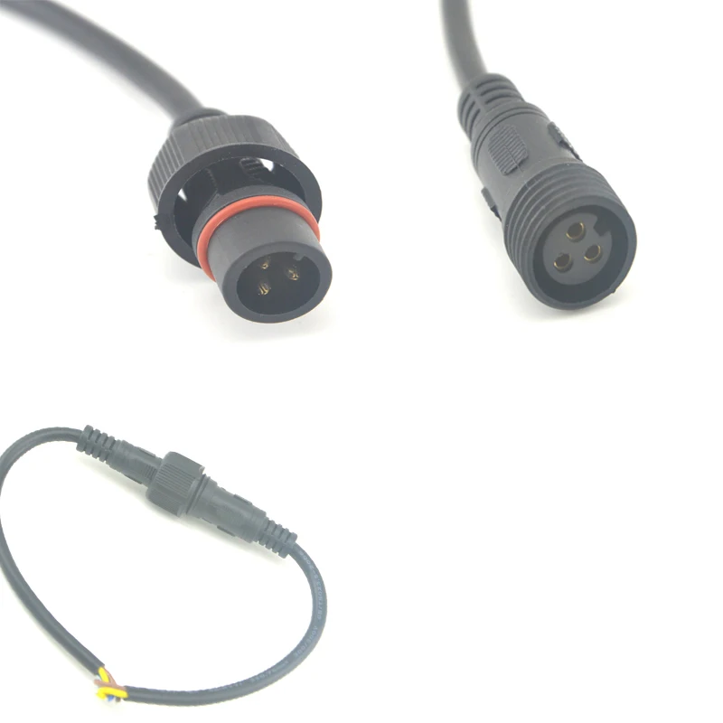 

1sets 3pin Female + 3 Pin Male Plug M19 Waterproof Connector 3x0.75SQMM Led Light Strip Cable Free Shipping With Tracking Number