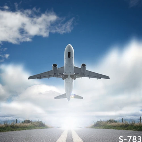 10x10FT Clouds Blue Sky Airport Flying Plane Track Lane Airfield Custom Photography Studio Backdrop Background Vinyl 8x8 8x10 |