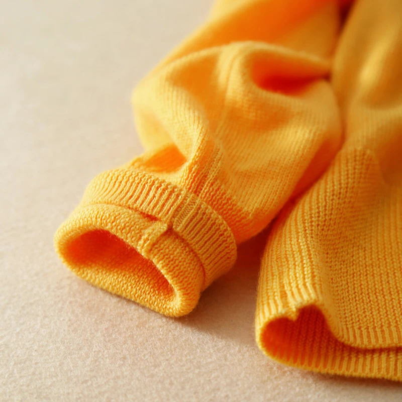 Свободный женский пуловер свитер шерсть с круглым вырезом с длинными рукавами весна осень уличная верхняя одежда желтый свитер зимние вязаные топы