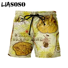 LIASOSO летние новые мужские и женские 3D принты Аниме one piece Roronoa Zoro шорты пляжные Фитнес хип хоп карта свободные спортивные штаны A234-09