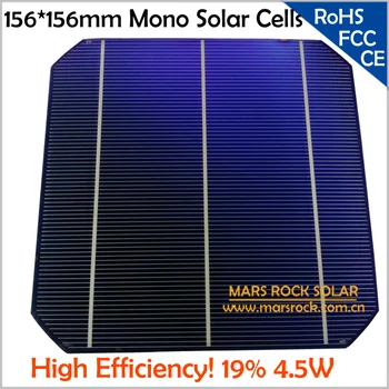 

50pcs/Lot Top Grade Monocrystalline Solar Cell 6x6, 19% High Efficiency 156mm Mono Solar Cells, 4.5W 0.5V, Used for Solar Panel