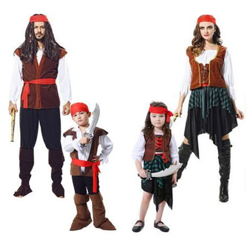 Women Men Boy Girl Pirates Cosplay Costume Adults Family Pirate Performance Costumes Halloween