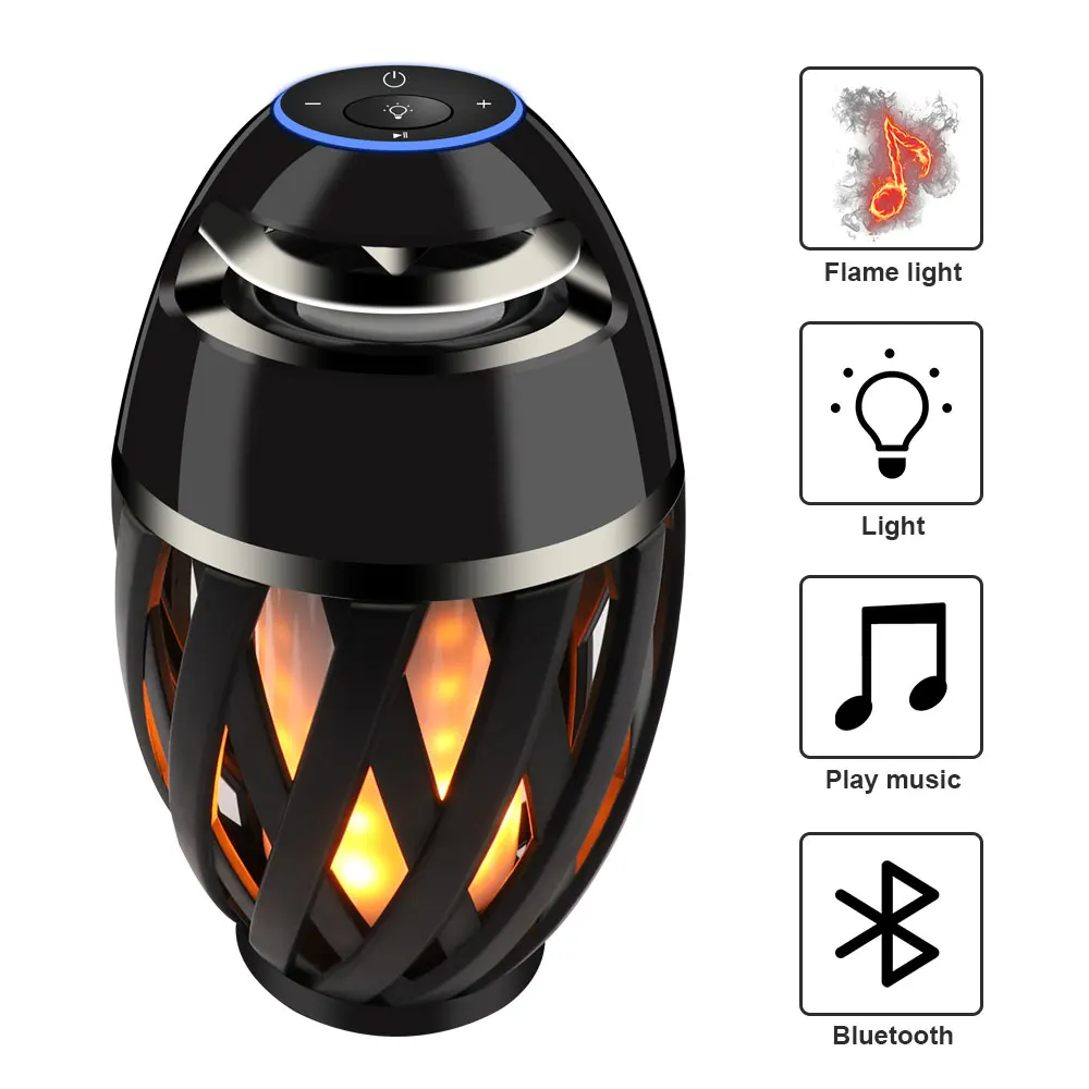 New LED Flame Lamp Bluetooth 4.2 Speaker Touch Soft Light Christmas