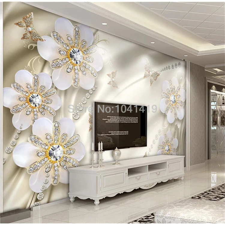 Европейский стиль 3D стерео украшения цветы сливы Настенные обои Гостиная ТВ Роскошный домашний декор самоклеющиеся 3 D стикер