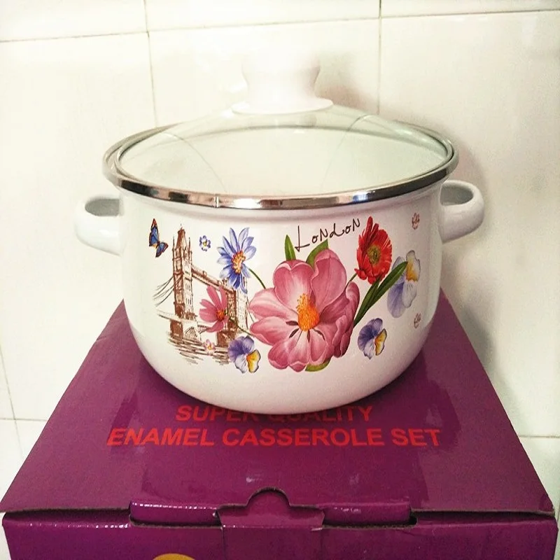 

CASSEROLES ENAMEL COOKING POT STOCK / SOUP UTENSIL CERAM KITCHEN TOOL COOKWARE