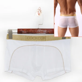 

Cockcon Mens Transparent Boxers Sexy Underwear Men Pouch See Through Thin Panties Low Waist Underpants Male Mesh Breathable