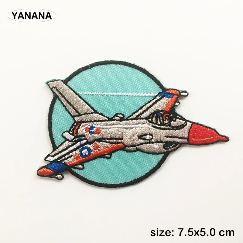 

fighter plane Patches for Clothes Iron on DIY Stripes Embroidery Sticker Badges