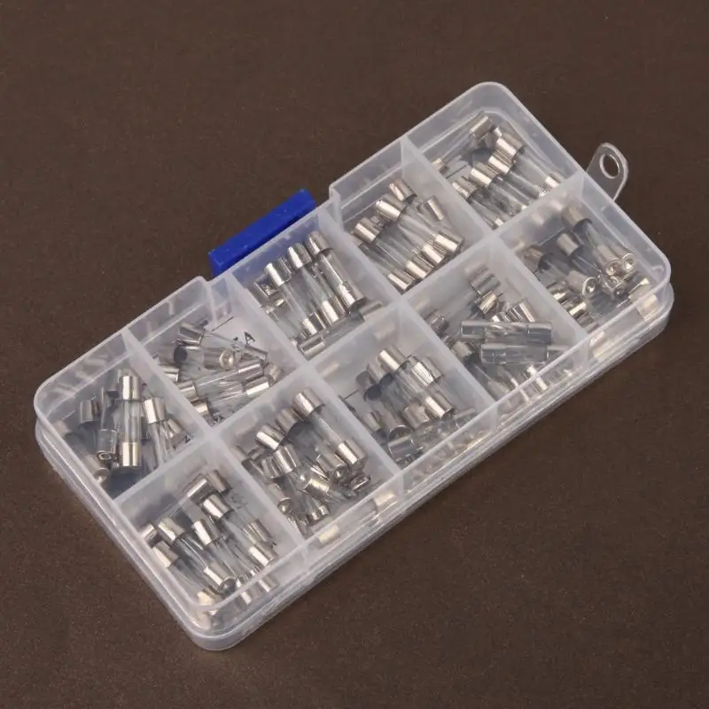 100Pcs/lot 5x20mm Fast-blow Glass Tube Fuses Quick Blow Car Glass Tube Fuses Assorted Kit Amp 5X20 0.2/0.5/1/2/3/5/6/8/10/15A