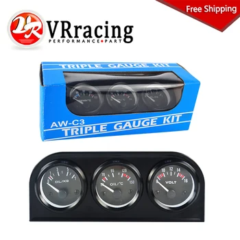 

52MM 3 In 1 Volt meter+water temp gauge+Oil Pressure Gauge Kit Volt meter Or Oil Temperature Gauge Triple Mete VR-TAG01/02/03