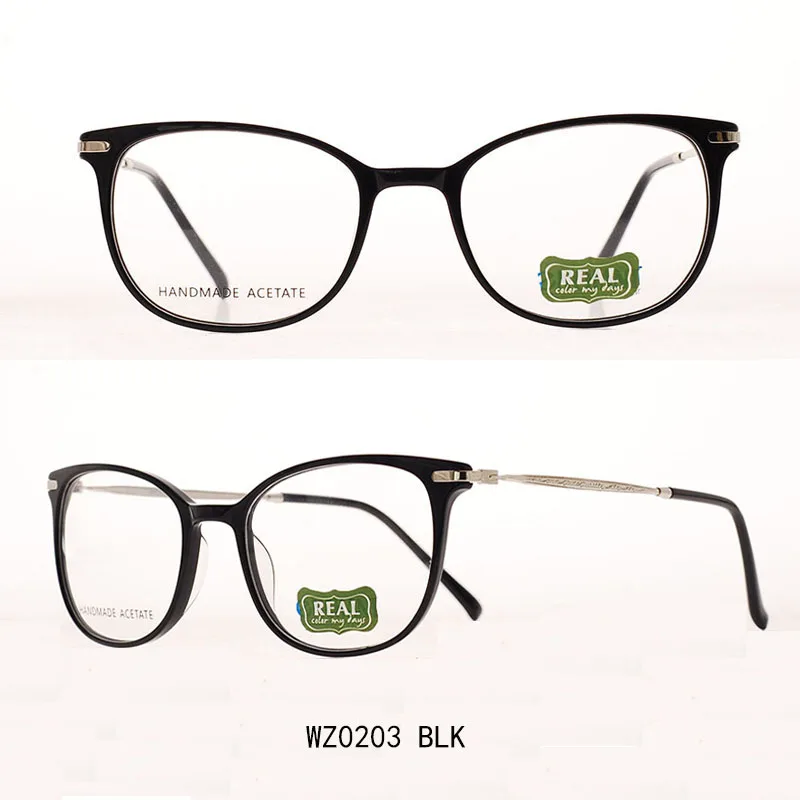 

Handmade Acetate Men Women Eyeglasses Frame Optical Frame with Metal Temple Retro Myopia Glasses WZ0203