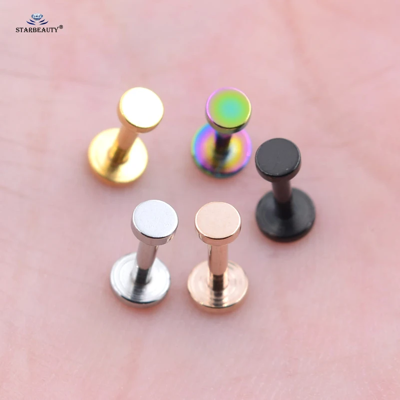 Round Disc Nose Piercing Helix Piercing Nariz Tragus Labret Stud Lip Nose Ring Cartilage Earrings Pircing Jewelry 2Pcs 1.2x6/8mm nose rings piercing jewelry nose studs body piercing earrings ear piercing jewelry ear studs metal jewelry body jewelry body piercing jewelry