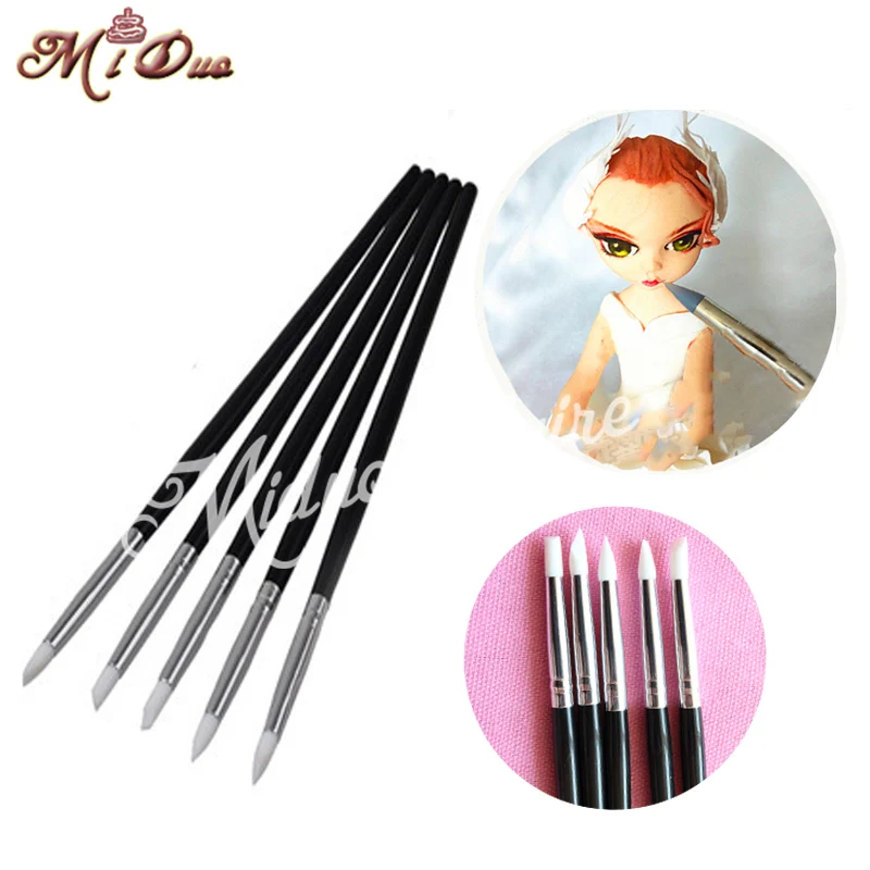 

5Pcs a Lot Cake Silicone Brush Fondant Cake Decoration Shaping Pens Food Cupcake Sugarcraft Styling Cake Pastry Tools