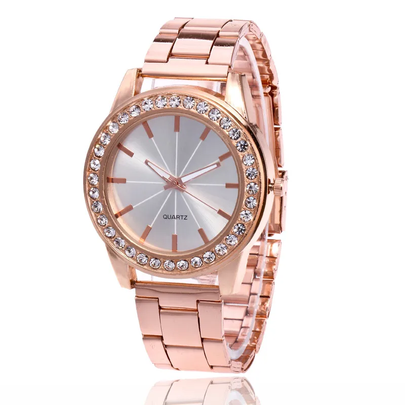 

Women Luxury Fashion Stainless Steel Band Ladies Watch Leisure Round Rhinestone Dress Quartz Wrist Watch Watches Clock Relogio#B