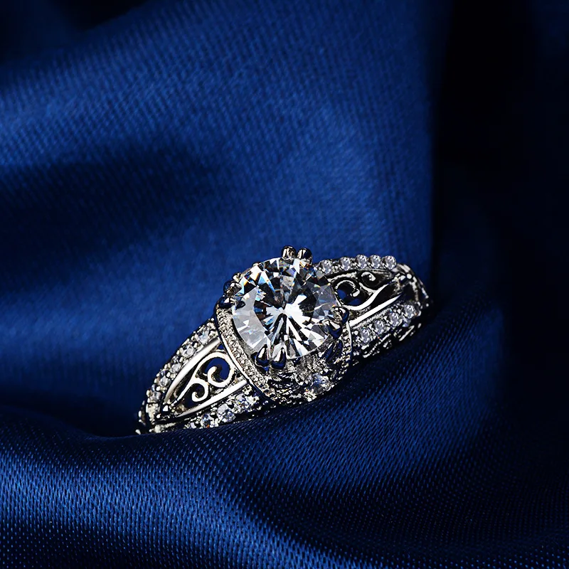 Yanley Elegant Female Wedding Ring Solid Silver Color Jewelry Sparkling Cubic Zircon Stone Engagement Rings for Women PR266