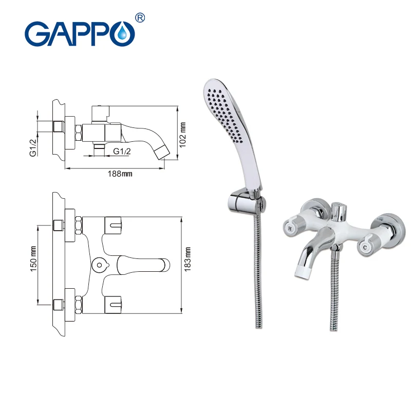 Gappo الأبيض حوض صنبور حوض الحنفيات صنابير الحائط شلال حمام حوض خلاط دش مطر تعيين