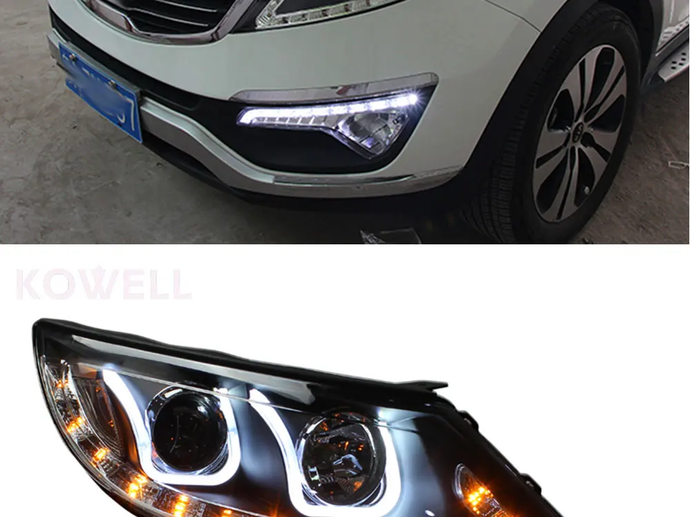 KOWELL автомобильный Стайлинг для KIA SPORTAGE R фары светодиодный фонарь с двойной U DRL Биксеноновые линзы HID автомобильные аксессуары