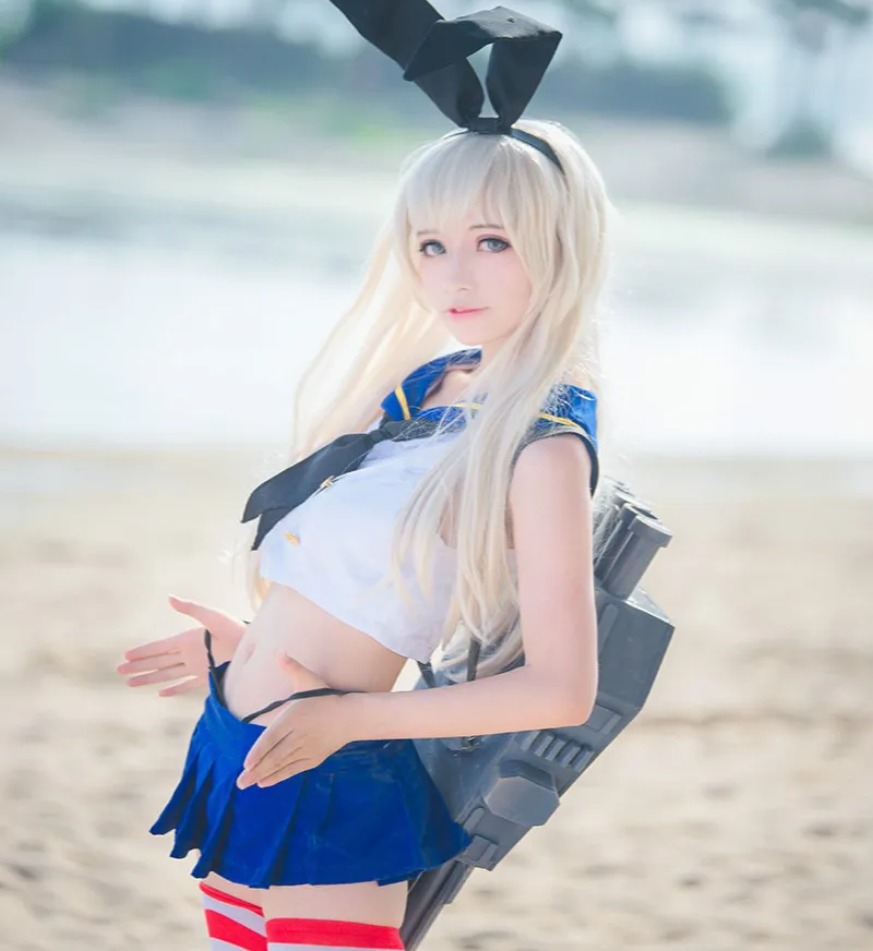 Аниме Kantai коллекция Shimakaze униформа для косплея Бесплатная доставка + носки парик