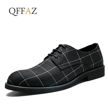 

QFFAZ Men Shoes High Quality Pointed Toe Dress Shoes Breathable Black Lace Up Business Men Shoes Casual Zapatos Hombre