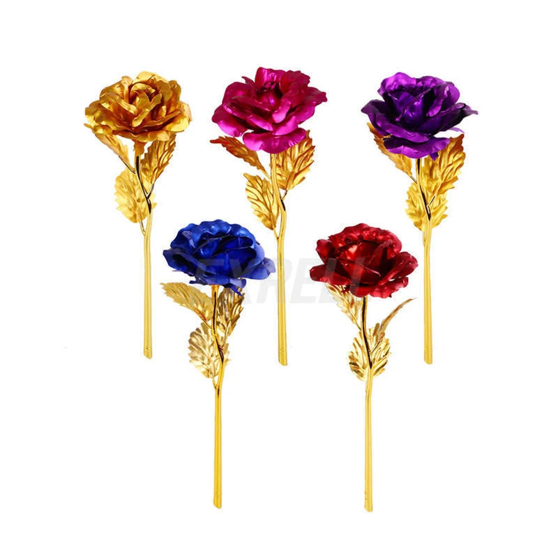 Gold Plated Rose Flower 24K Gold Plated Long Stem Artificial Rose Flower for Anniversary Birthday Valentines Red for Her Gold Plated Rose Flower 24K Gold Plated Long Stem Artificial Rose Flower for Anniversary Birthday Valentines Red for Her
