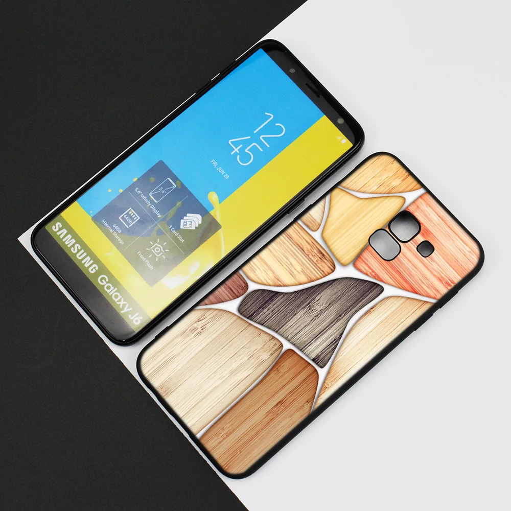 Silicone TPU Case for Samsung Galaxy J4 J6 A6 A8 Plus A7 A9 J8 2018 A5 2017 Soft Cover Shell Floor wooden timber Wood And Flower