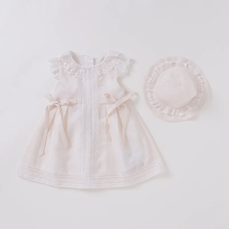 Vlinder/платье для маленьких девочек одежда для малышей летнее платье принцессы с милым галстуком-бабочкой платья с короткими рукавами для новорожденных комплект из 2 предметов - Цвет: White