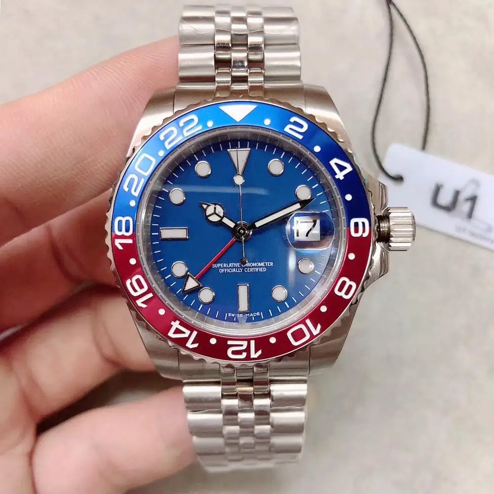 

Top Luxury Brand AAA quality Gmt-master II 2813 Automatic Movement watch 40MM Blue dial date Ceramic Bezel Men's Wristwatch