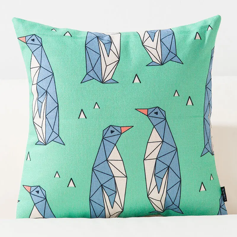 4 Penguin HGLEGYWGeometric животных Подушка с лошадью Чехол подушки Чехол квадратный продолговатые льняные мягкие комнатные подарок одной стороны печати - Цвет: 4 Penguin