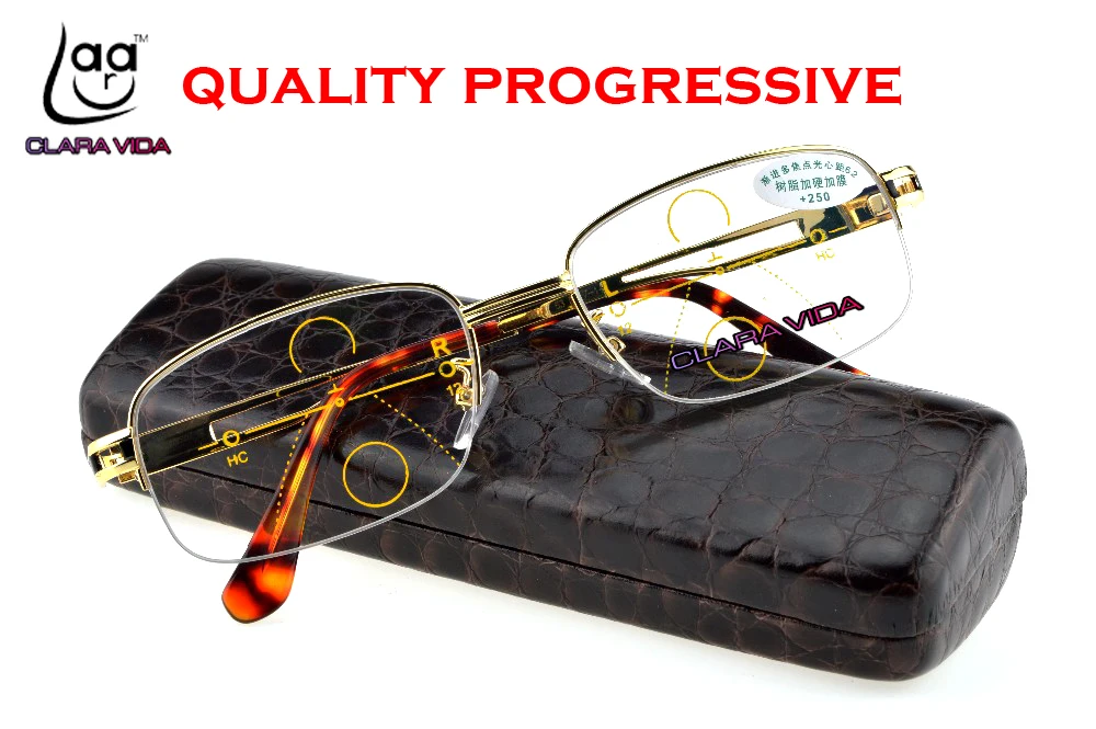 

2019 New Clara Vida Progressive Multifocal Reading Glasses Mens See Near Far Ultra Light For Intelligence +1 +1.5 +2 +3 To +4