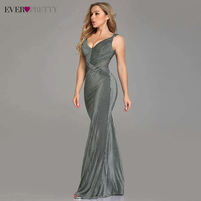 Пикантные вечерние платья Ever Pretty EZ07765GY 2019 труба без рукавов длиной до пола Vestidos De Fiesta De Noche блестящие вечерние платья