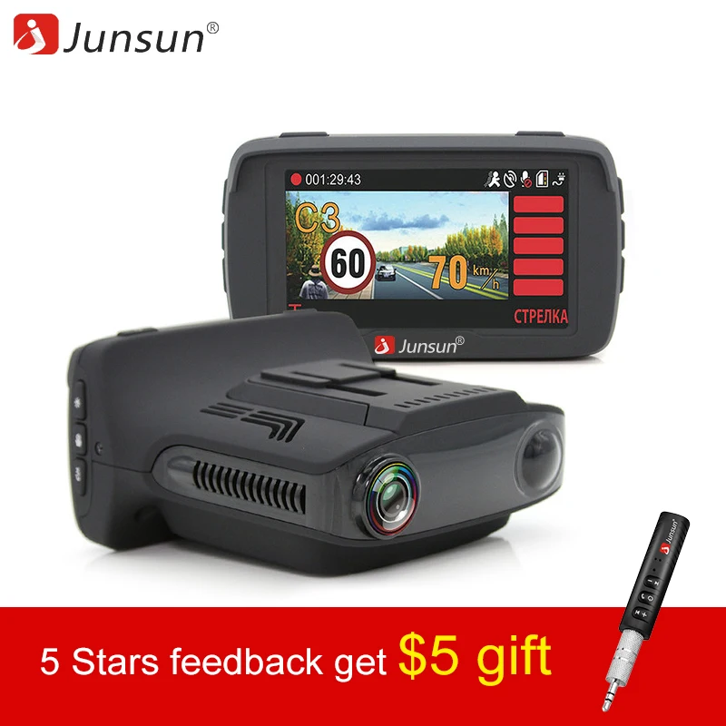 Junsun L2 видеорегистратор 3 в 1 радар-детектор Full HD 1296P при 30 к/с Ambarella A7 и GPS модуль база стац радаров Обнаружение радаров типа Стрелка Робот Автодория Junsun L2 видеорегистратор 3 в 1 радар-детектор Full HD 1296P при 30 к/с Ambarella A7 и GPS модуль база стац радаров Обнаружение радаров типа Стрелка Робот Автодория