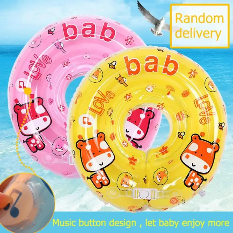 Двойной воздушный шар детский плавательный круг с музыкальной кнопкой мультфильм олень плавательный бассейн для 0-36 месяцев(случайные цвета