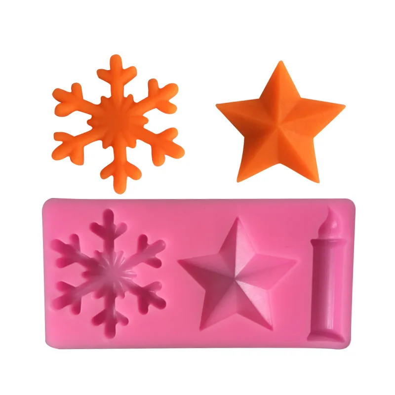 

Creative 3D Cartoon Snowflake Stars Christmas Style Silicone Molds Candle Cake Molds DIY Aromatherapy Handmade Decoration Tools