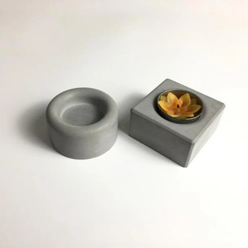 

Square round concrete candle holder home wedding decoration cement candlestick silicone molds