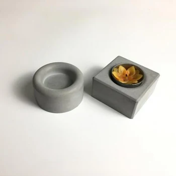 

Square round concrete candle holder home wedding decoration cement candlestick silicone molds